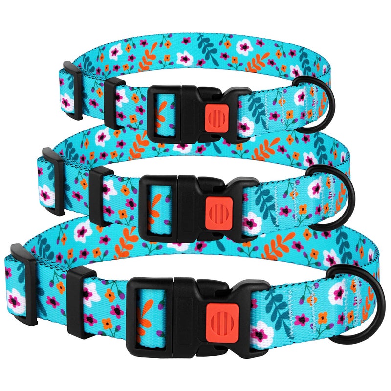 CollarDirect Nylon Dog Collar Floral Pattern Aquamarine 12-16 inch - Image 4